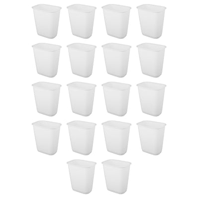 Sterilite Rectangular Wastebasket 9 Gallon Open Top Trash Bin, 18 Pack, White