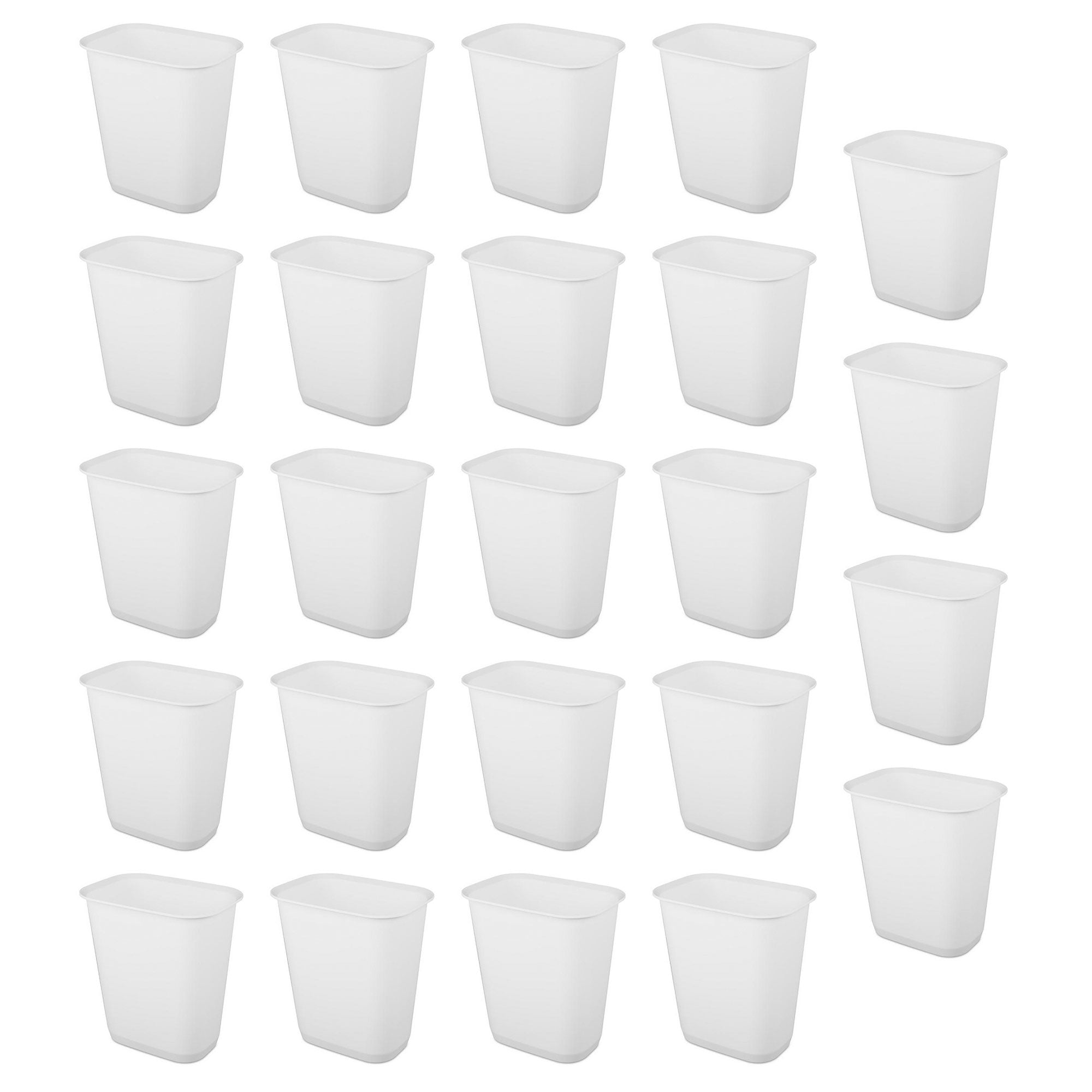 Sterilite Rectangular Wastebasket 9 Gallon Open Top Trash Bin, 24 Pack, White