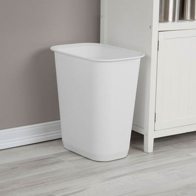 Sterilite Rectangular Wastebasket 9 Gallon Open Top Trash Bin, 24 Pack, White