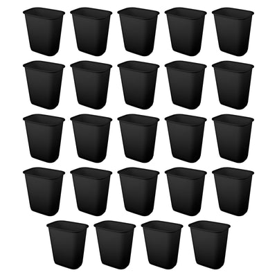 Sterilite Rectangular Wastebasket 9 Gallon Open Top Trash Bin, 24 Pack, Black