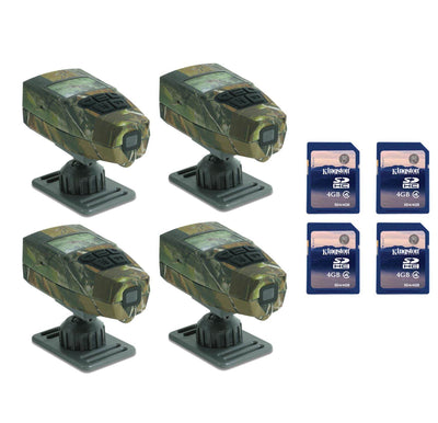 (4) MOULTRIE Reaction Cam 5MP HD Game Trail Hunting Video Cameras + (4) SD Cards