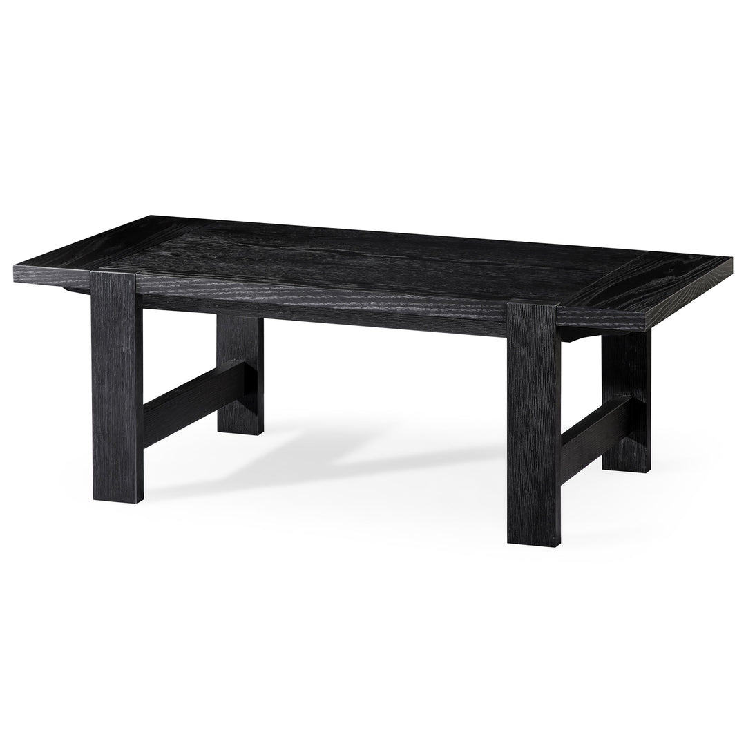 Maven Lane Angelo Rustic 48" x 24" Wooden Coffee Table, Aged Black (Open Box) - VMInnovations