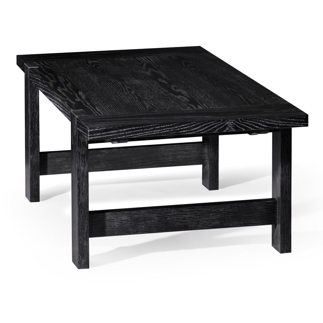 Maven Lane Angelo Rustic 48" x 24" Wooden Coffee Table, Aged Black (Open Box) - VMInnovations