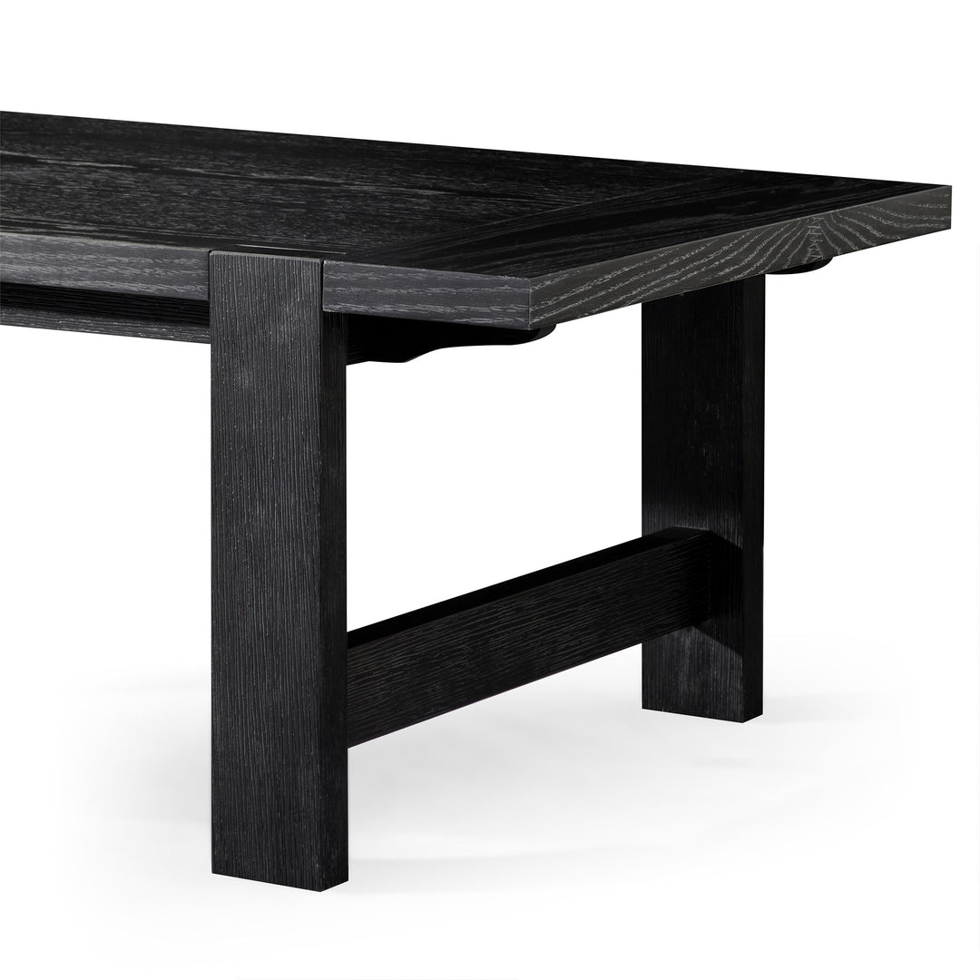 Maven Lane Angelo Rustic 48" x 24" Wooden Coffee Table, Aged Black (Open Box) - VMInnovations