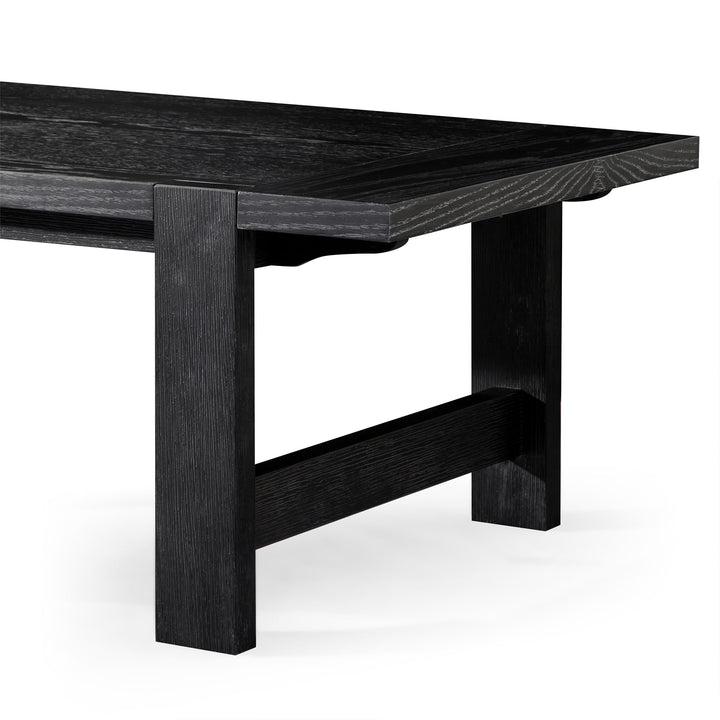 Maven Lane Angelo Rustic 48" x 24" Wooden Coffee Table, Aged Black (Open Box) - VMInnovations