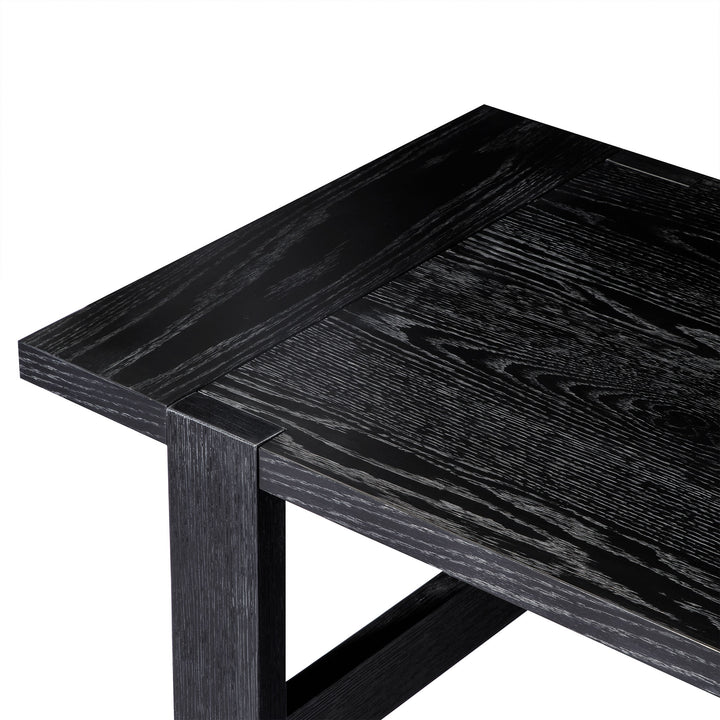 Maven Lane Angelo Rustic 48" x 24" Wooden Coffee Table, Aged Black (Open Box)