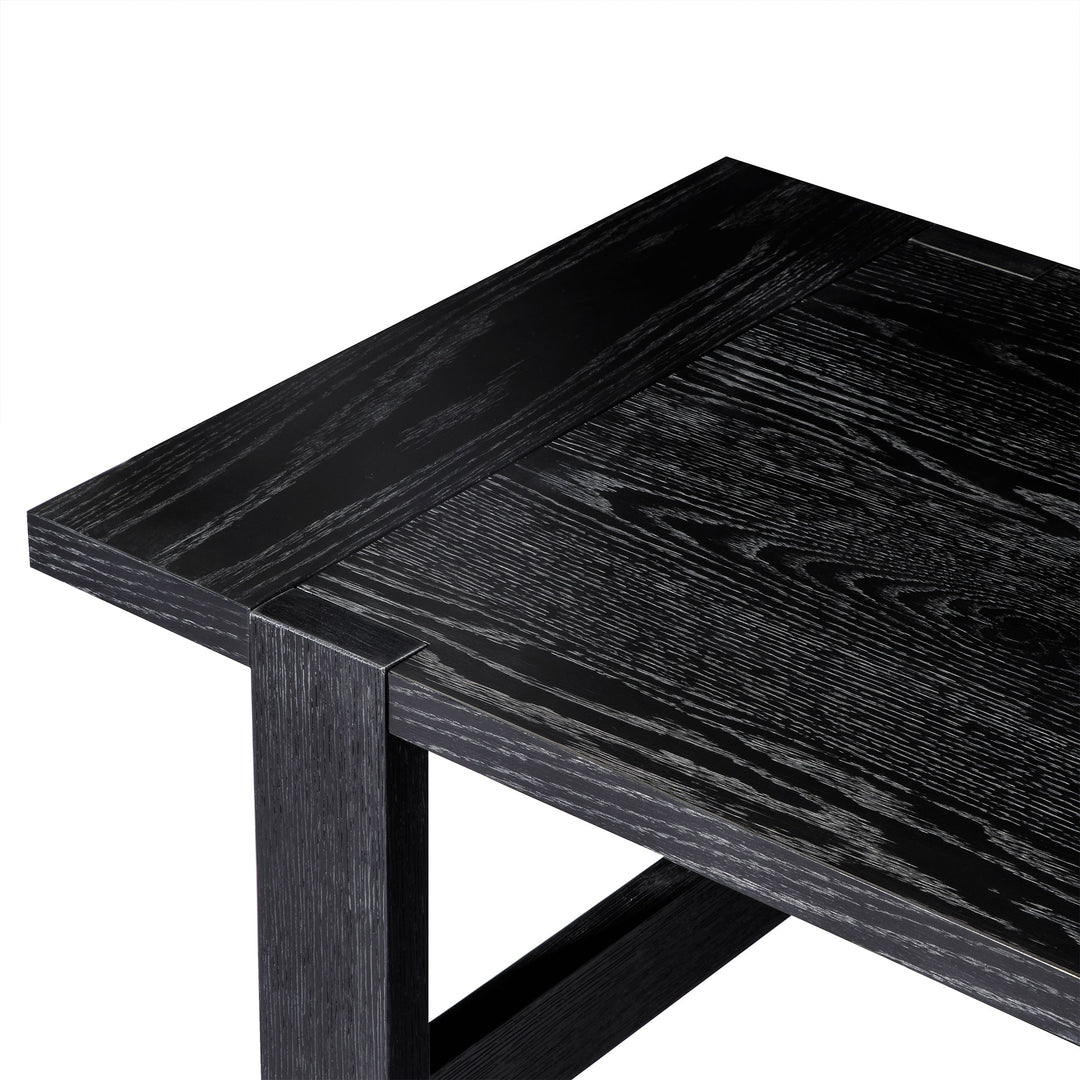 Maven Lane Angelo Rustic 48" x 24" Wooden Coffee Table, Aged Black (Open Box) - VMInnovations