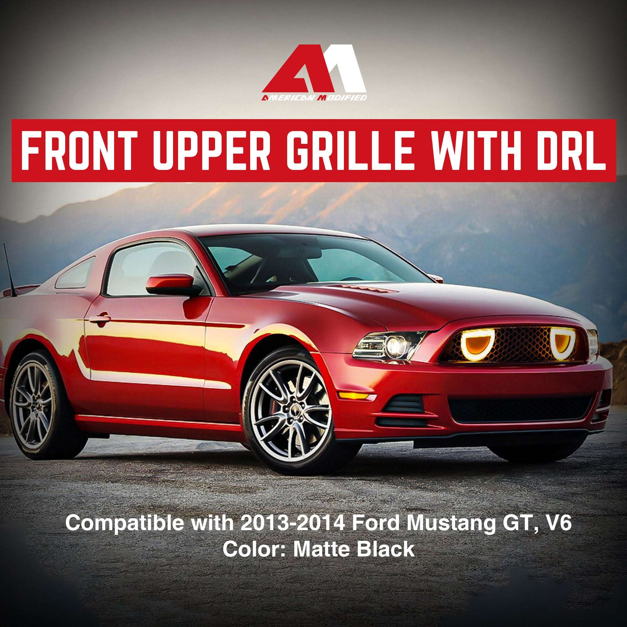 AMERICAN MODIFIED Front Grille for 2013-2014 Ford Mustang GT V6, (Open Box)