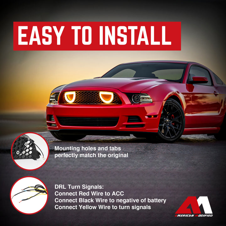 AMERICAN MODIFIED Mustang Front Upper Grille Fits 2013-2014 Ford Mustang GT V6