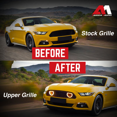 AMERICAN MODIFIED Grille for 15-17 Ford Mustang EcoBoost, GT, & V6, Matte Black - VMInnovations