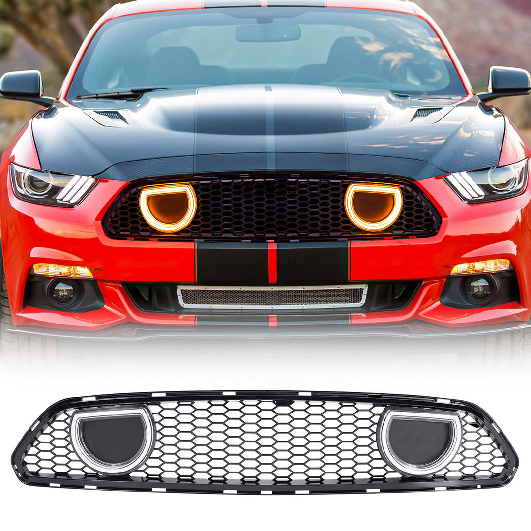 AMERICAN MODIFIED Grille for 15-17 Ford Mustang EcoBoost, GT, & V6, Glossy Black