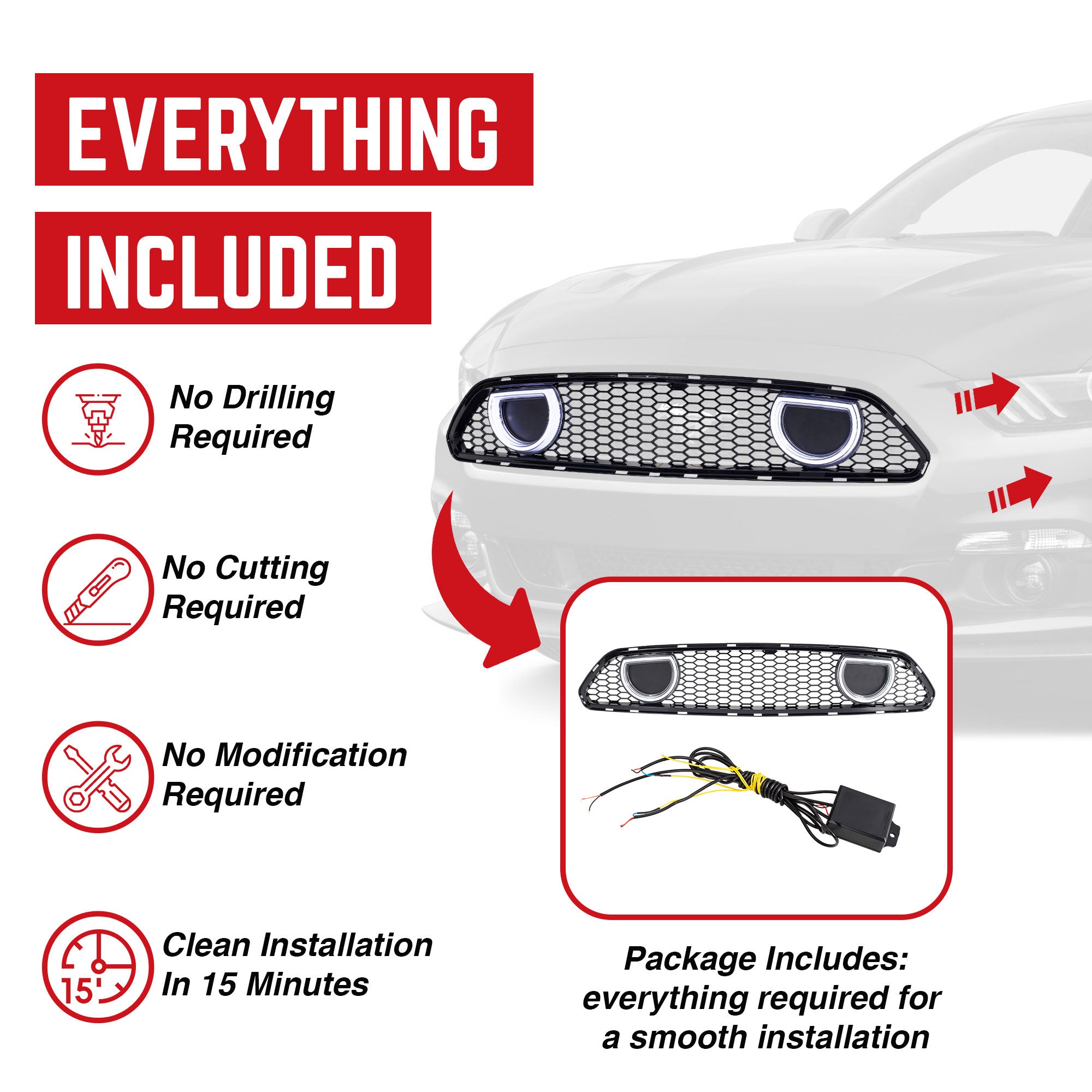 AMERICAN MODIFIED Grille for 15-17 Ford Mustang EcoBoost, GT, & V6 (Open Box) - VMInnovations