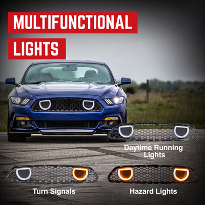 AMERICAN MODIFIED Grille for 15-17 Ford Mustang EcoBoost, GT, & V6, Glossy Black - VMInnovations