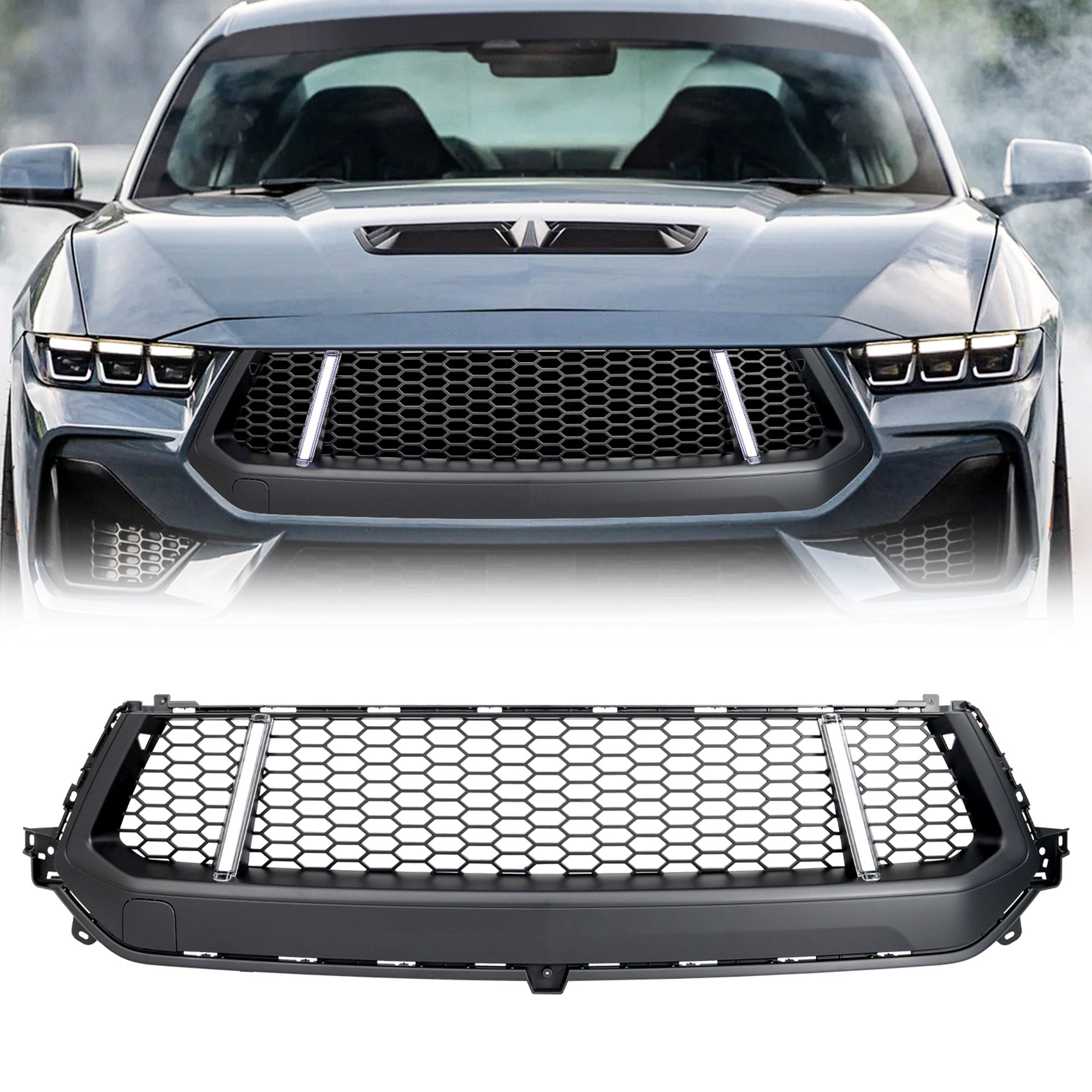 AMERICAN MODIFIED GT Style Front Grille w/LED DRL for 2024+ Mustang GT(Open Box) - VMInnovations