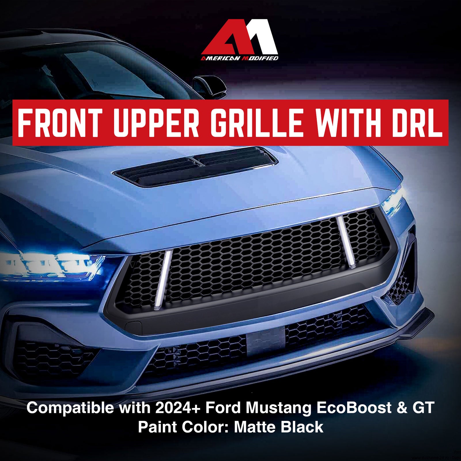 AMERICAN MODIFIED GT Style Front Grille w/LED DRL for 2024+ Mustang GT(Open Box) - VMInnovations