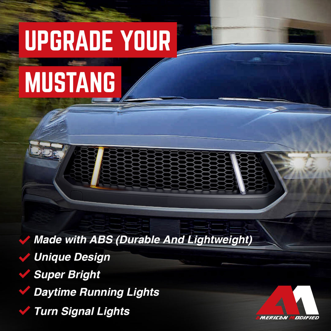 AMERICAN MODIFIED GT Style Front Grille w/LED DRL for 2024+ Mustang GT(Open Box)