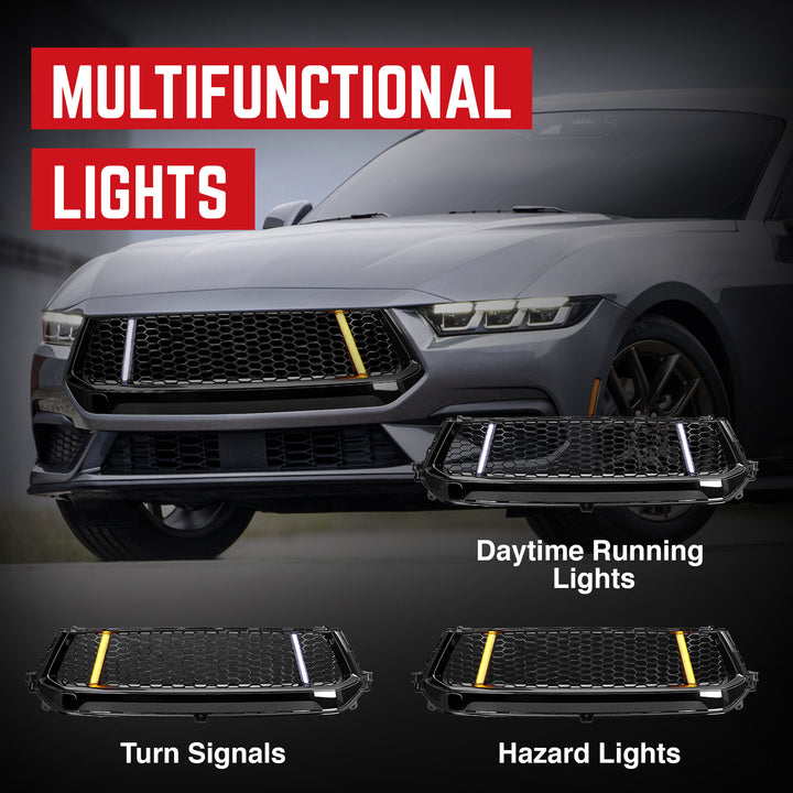 AMERICAN MODIFIED Front Grille w/LED DRL for 2024+ Mustang EcoBoost/GT(Open Box)