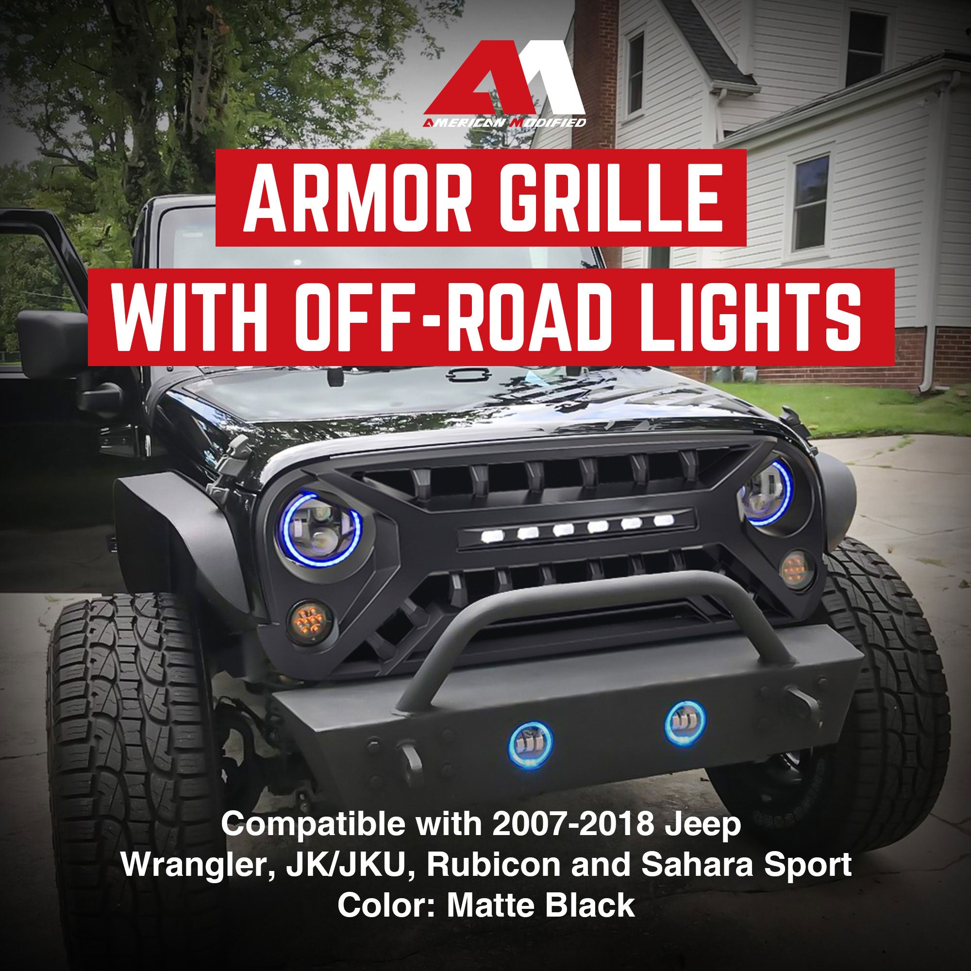 AMERICAN MODIFIED Armor Grille for 2007 to 2018 Jeep Wrangler JK (Open Box)