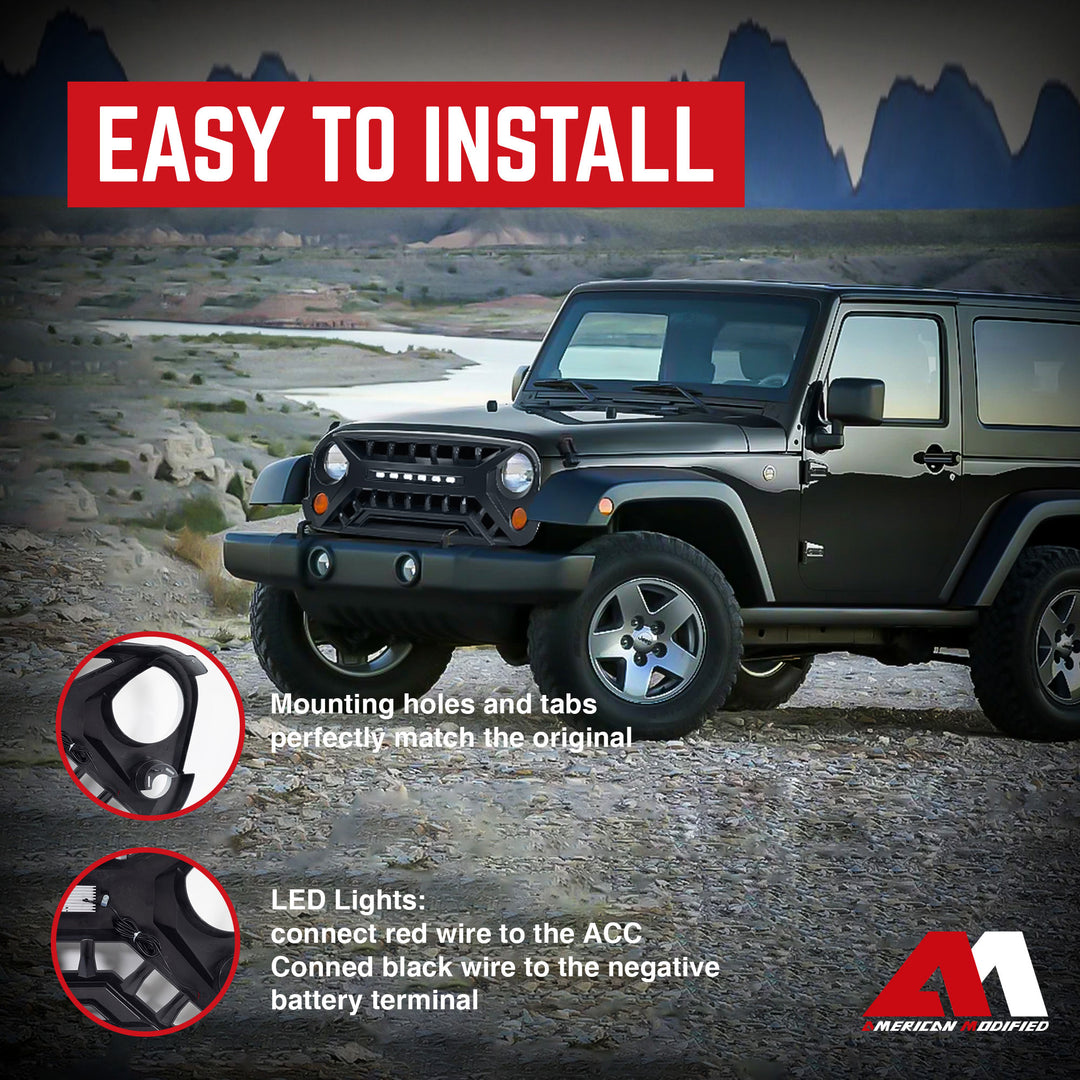 AMERICAN MODIFIED Armor Grille for 2007 to 2018 Jeep Wrangler JK (Open Box) - VMInnovations
