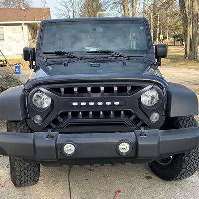 AMERICAN MODIFIED Armor Grille for 2007 to 2018 Jeep Wrangler JK, Matte Black - VMInnovations