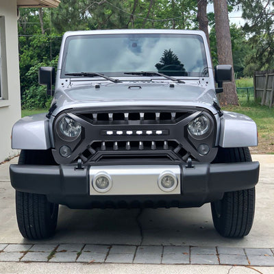AMERICAN MODIFIED Armor Grille for 2007 to 2018 Jeep Wrangler JK, Matte Black - VMInnovations