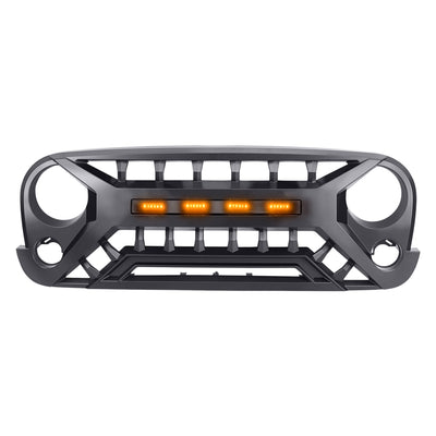 AMERICAN MODIFIED Grille w/Amber Lights, 07-08 Jeep Wrangler JK, Black(Open Box) - VMInnovations