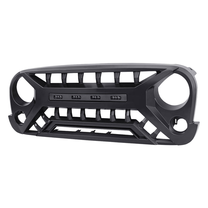 AMERICAN MODIFIED Armor Grille with Amber Lights, 07-08 Jeep Wrangler JK, Black