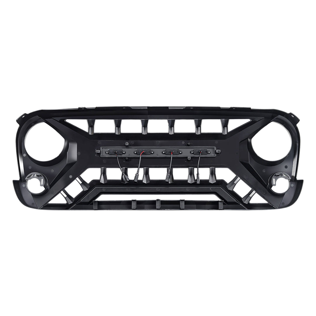 AMERICAN MODIFIED Grille w/Amber Lights, 07-08 Jeep Wrangler JK, Black(Open Box)