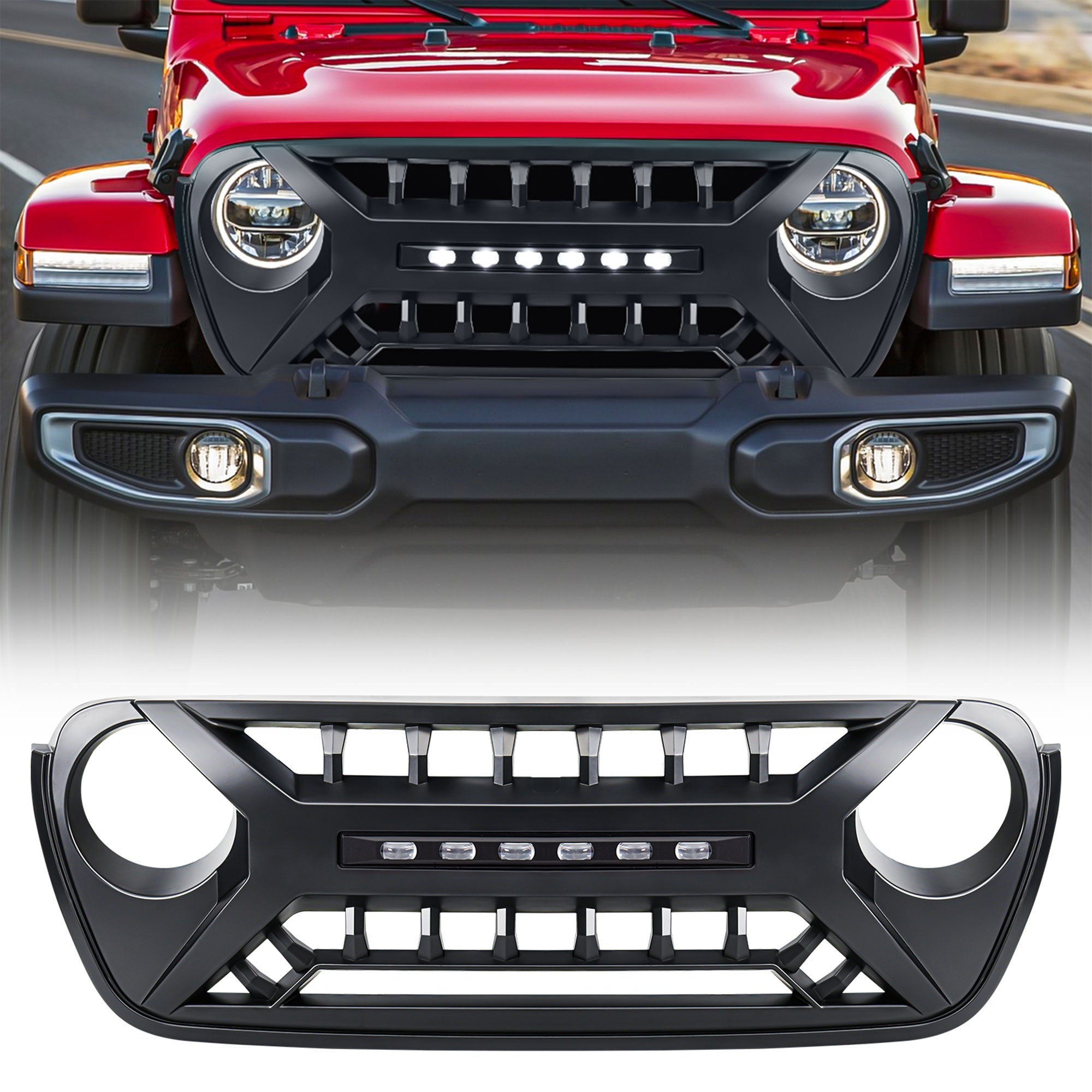 AMERICAN MODIFIED Grille w/Lights for 2018-2023 Jeep Wrangler JL & Gladiator JT - VMInnovations