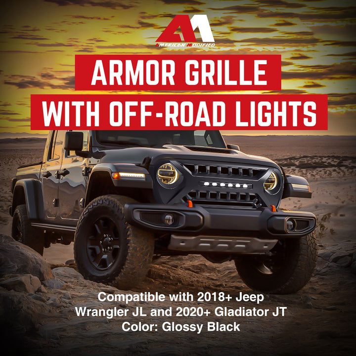 AMERICAN MODIFIED Grille w/Lights for 18-23 Jeep WranglerJL & GladiatorJT (Used)