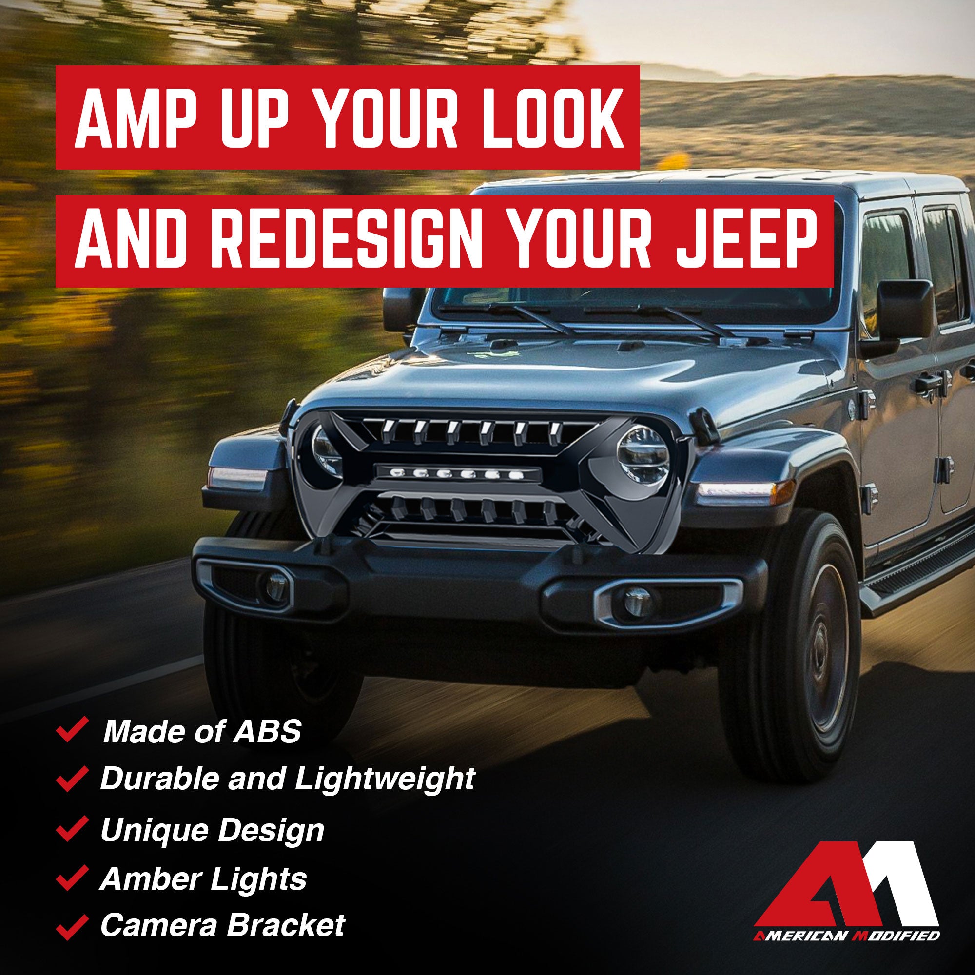AMERICAN MODIFIED w/Lights for 18-23 Jeep Wrangler JL & Gladiator JT (Open Box) - VMInnovations