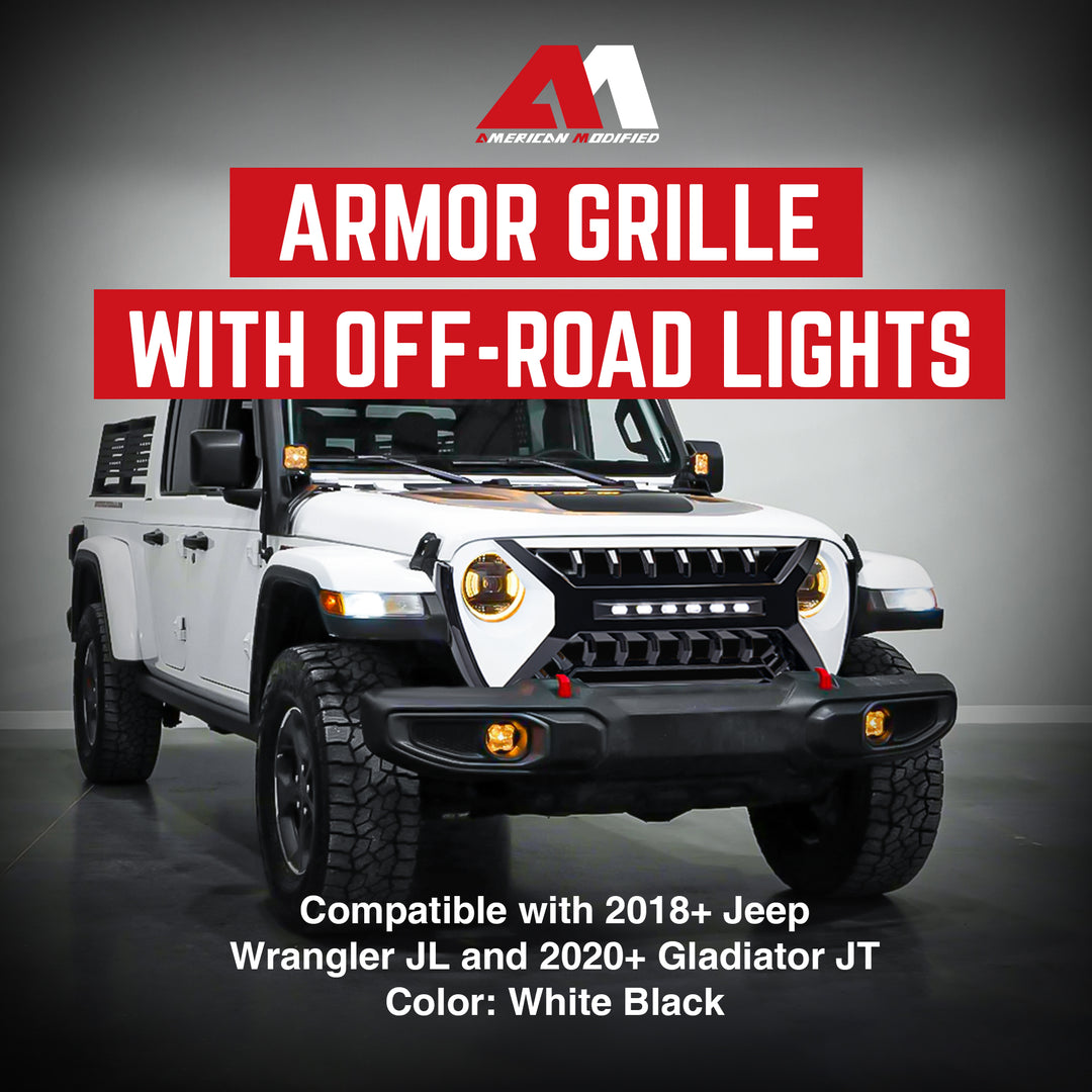 AMERICAN MODIFIED Grille w/Lights for Jeep Wrangler JL & Gladiator JT (Open Box) - VMInnovations