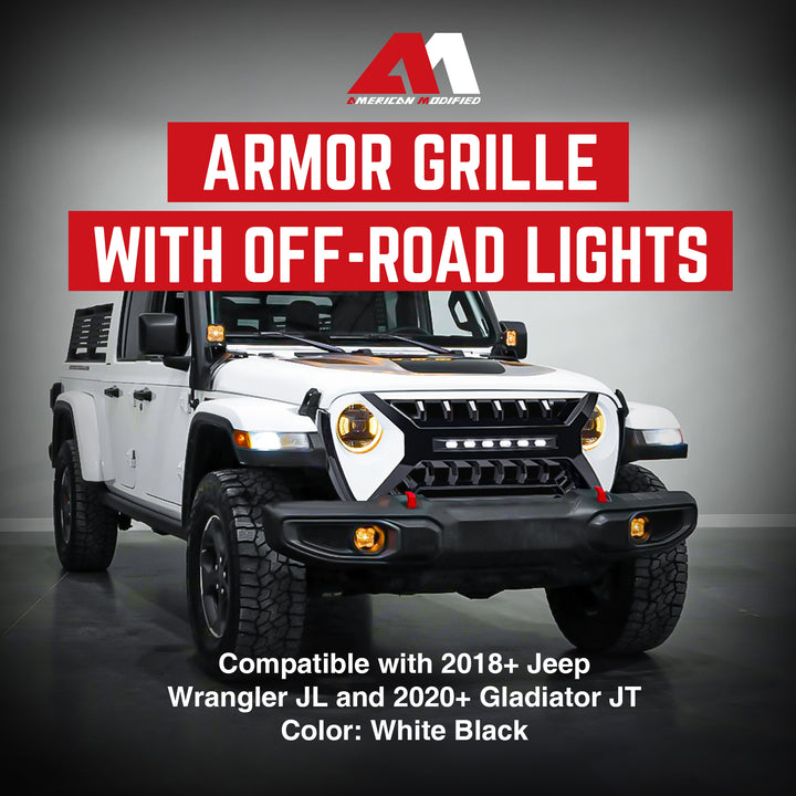 AMERICAN MODIFIED Grille w/Lights for Jeep Wrangler JL & Gladiator JT (Open Box) - VMInnovations