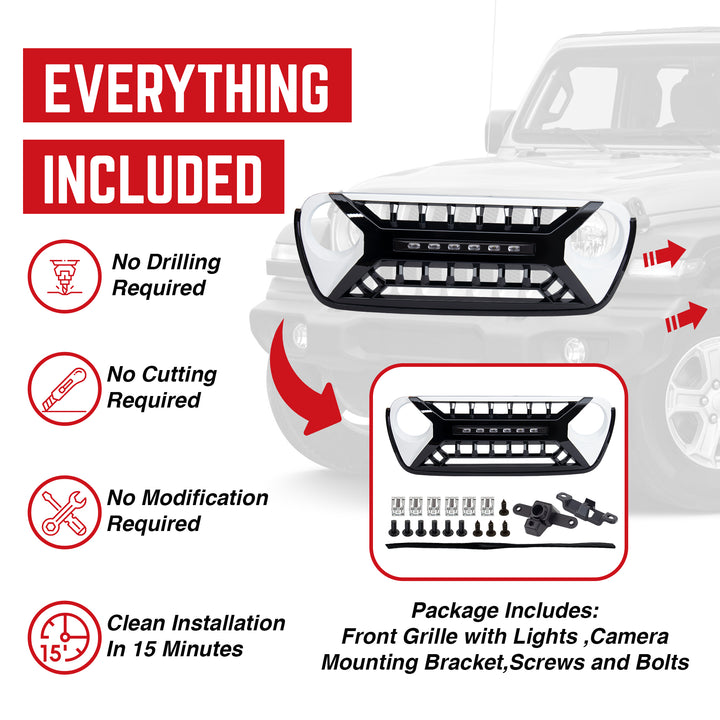 AMERICAN MODIFIED Grille w/Lights for 2018-2023 Jeep Wrangler JL & Gladiator JT