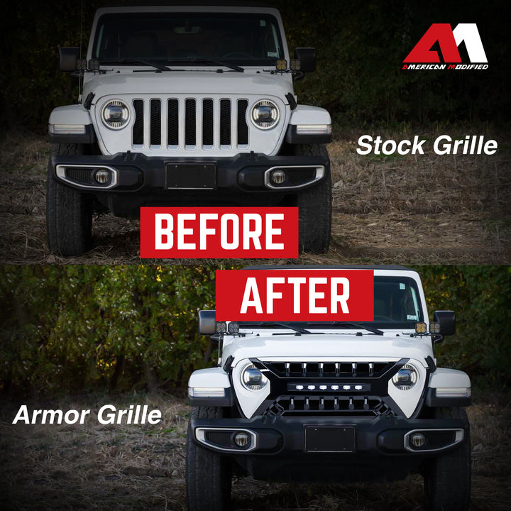 AMERICAN MODIFIED Grille w/Lights for 2018-2023 Jeep Wrangler JL & Gladiator JT