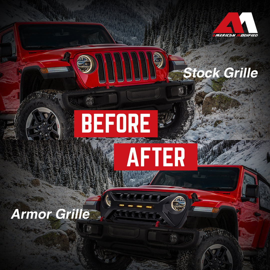 AMERICAN MODIFIED Grille w/Lights for 2018-2023 Jeep Wrangler JL & Gladiator JT