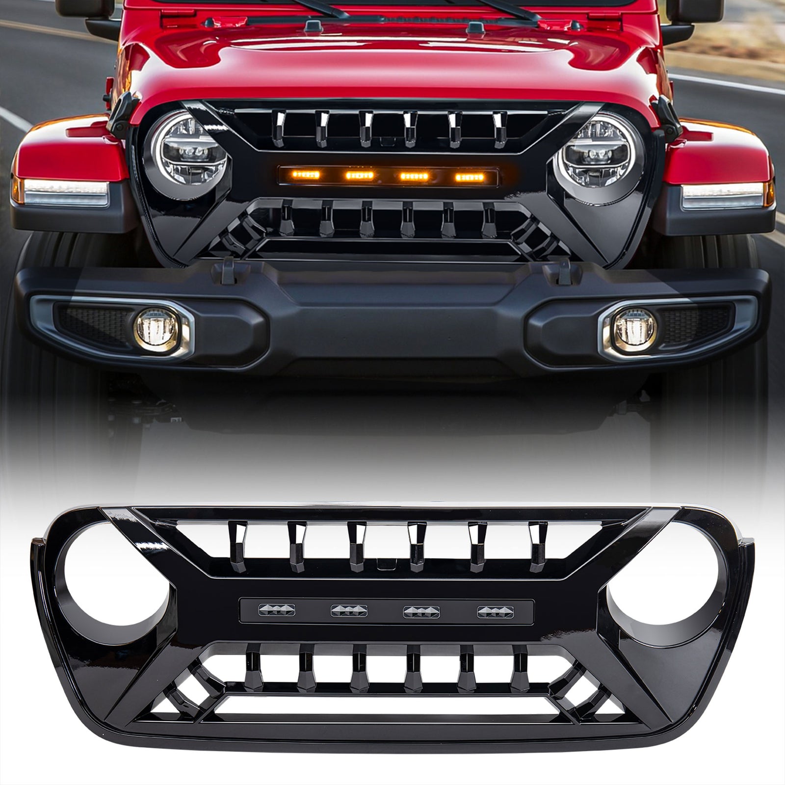 AMERICAN MODIFIED Grille w/Lights 18-23 Jeep Wrangler JL& Gladiator JT(Open Box) - VMInnovations