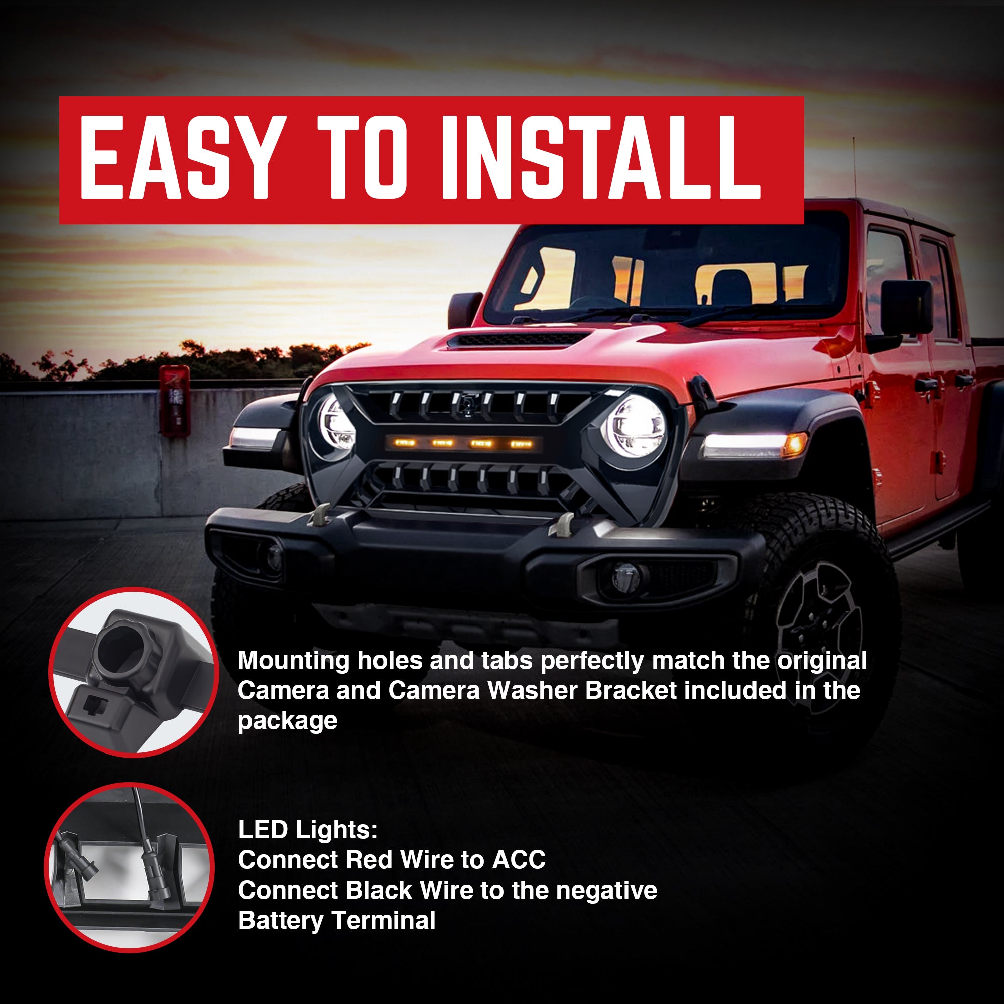 AMERICAN MODIFIED Grille w/Lights for 2018-2023 Jeep Wrangler JL & Gladiator JT - VMInnovations