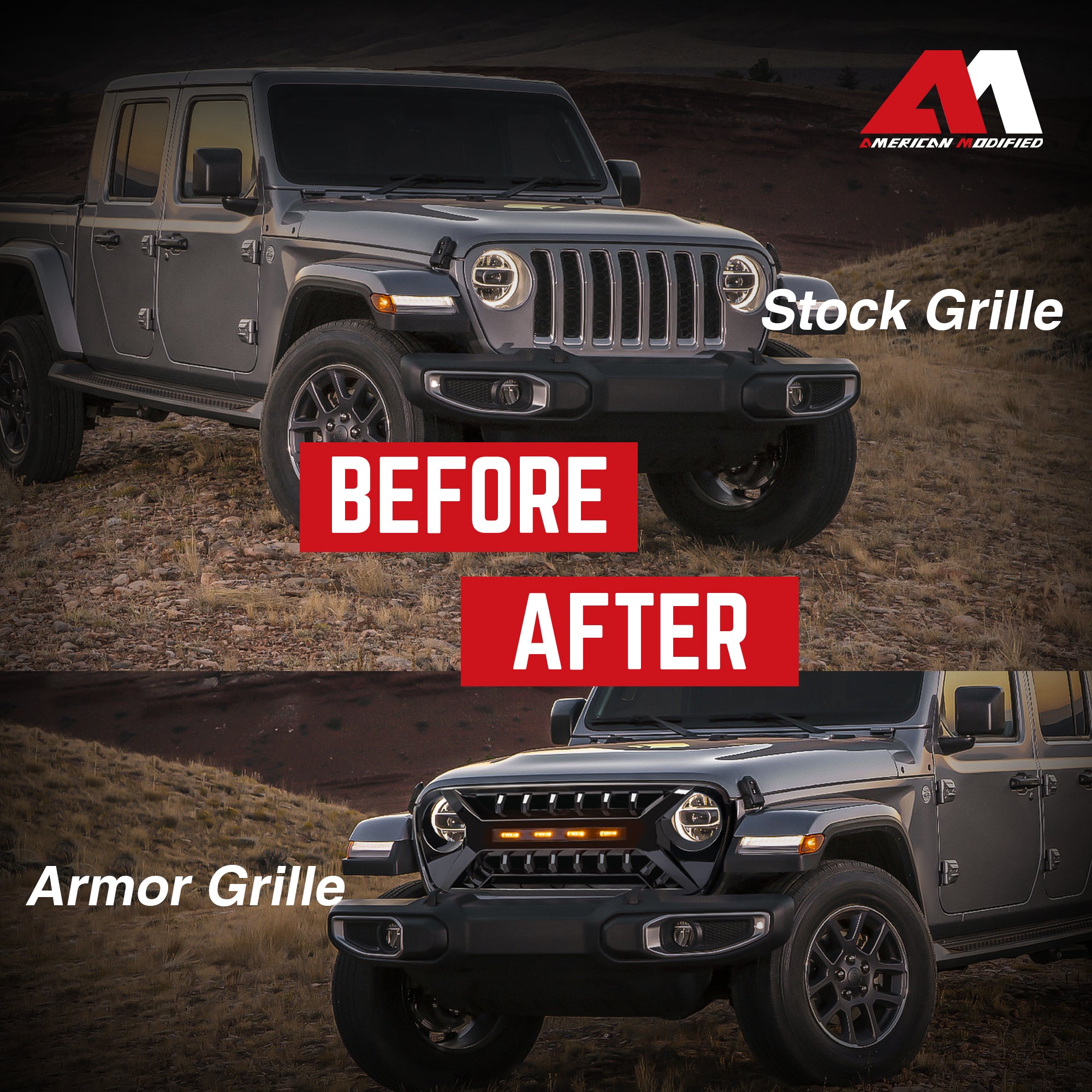 AMERICAN MODIFIED Grille w/Lights 18-23 Jeep Wrangler JL& Gladiator JT(Open Box) - VMInnovations