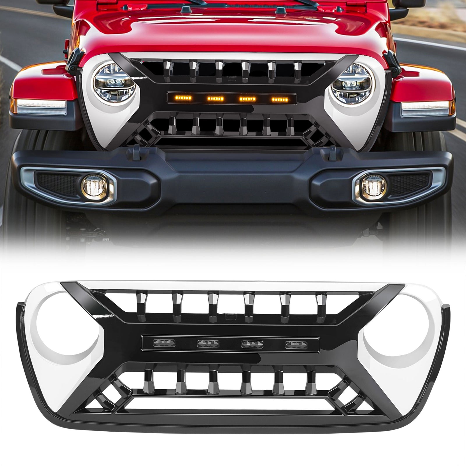 AMERICAN MODIFIED Grille w/Lights for 2018-2023 Jeep Wrangler JL & Gladiator JT - VMInnovations