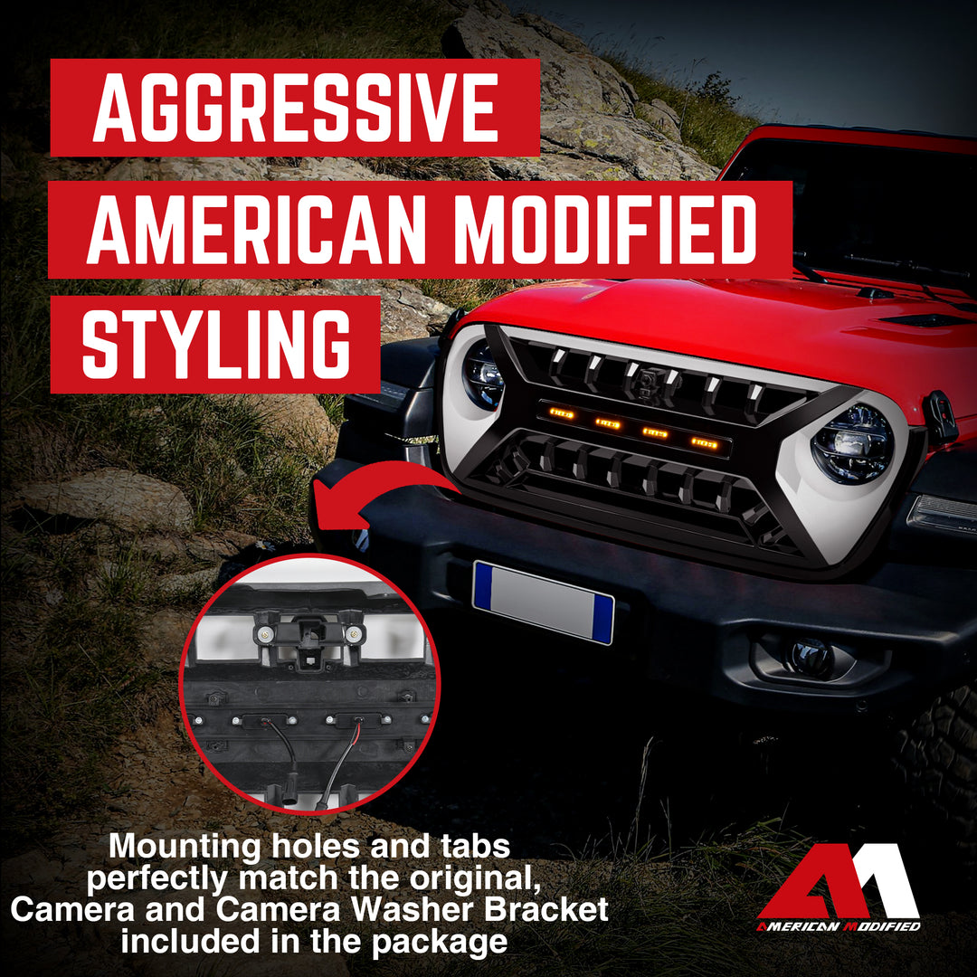 AMERICAN MODIFIED Grille w/Lights for 2018-2023 Jeep Wrangler JL & Gladiator JT