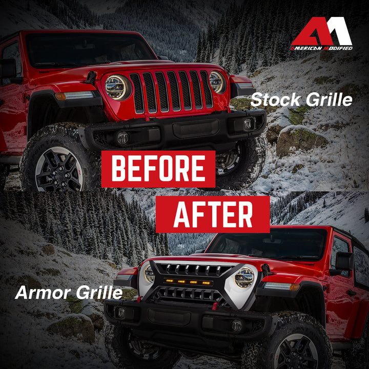 AMERICAN MODIFIED Grille w/Lights for 2018-2023 Jeep Wrangler JL & Gladiator JT