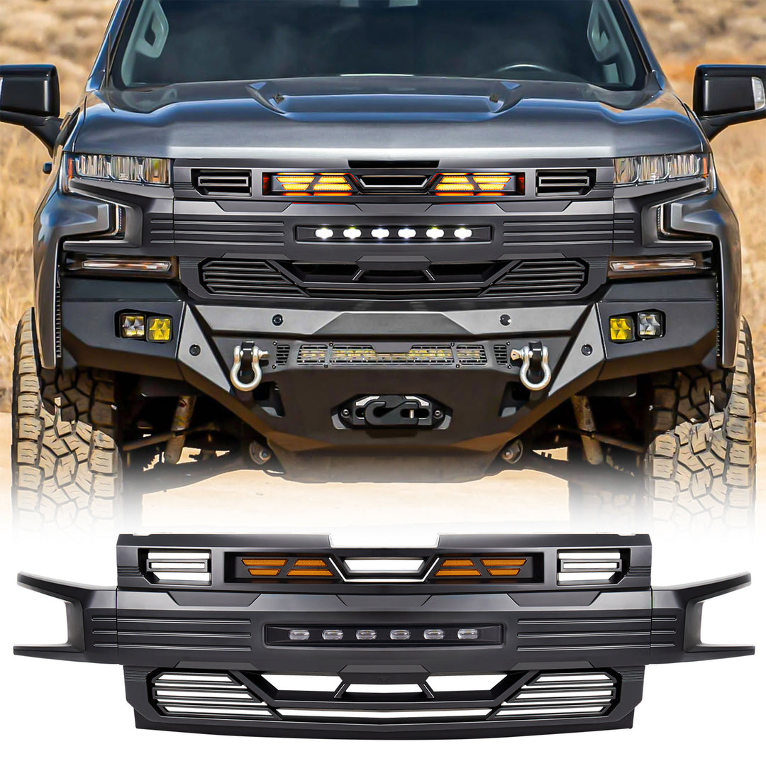 AMERICAN MODIFIED Armor Grille for 2019-2021 Chevy Silverado 1500, Matte Black