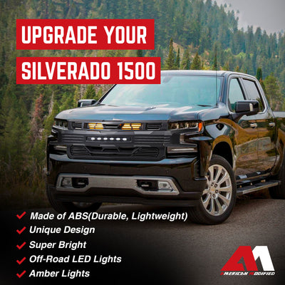 AMERICAN MODIFIED Armor Grille for 2019-2021 Chevy Silverado 1500, Matte Black - VMInnovations