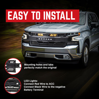 AMERICAN MODIFIED Armor Grille for 2019-2021 Chevy Silverado 1500, Matte Black - VMInnovations