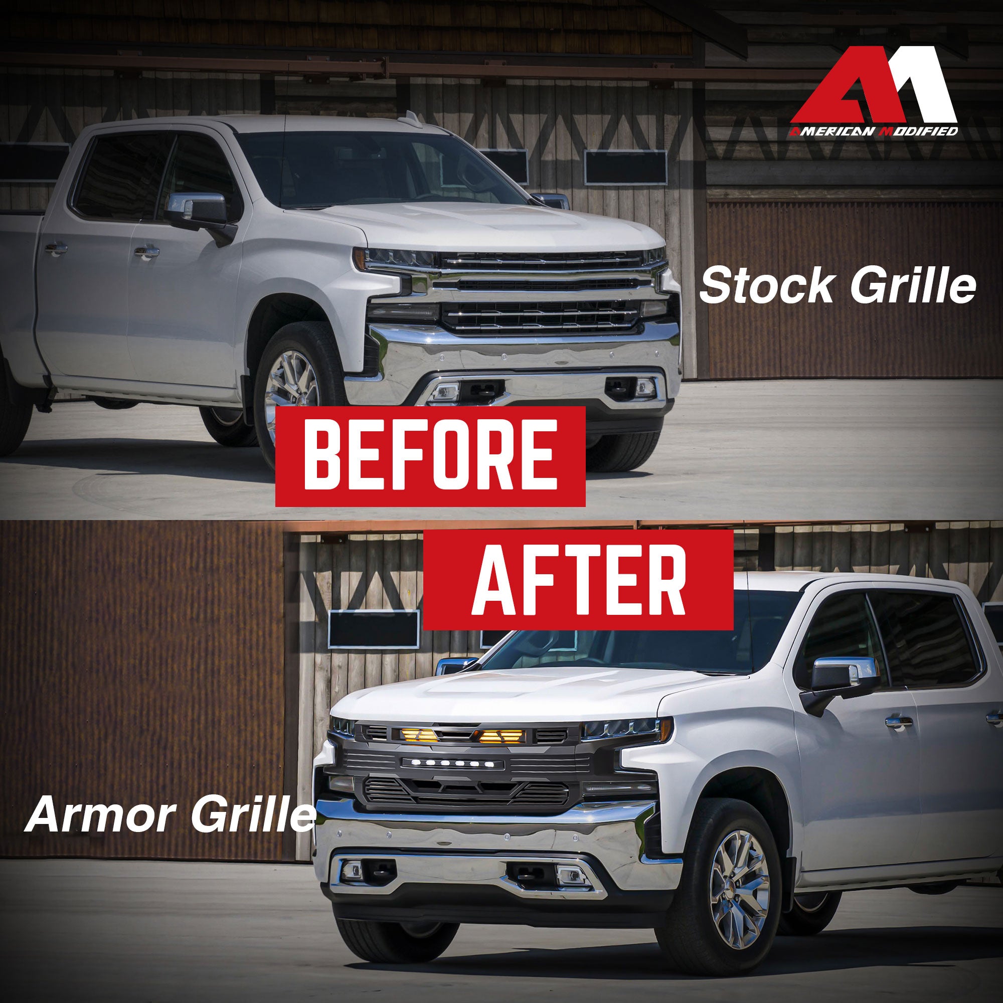 AMERICAN MODIFIED Armor Grille for 2019-2021 Chevy Silverado 1500, Matte Black - VMInnovations