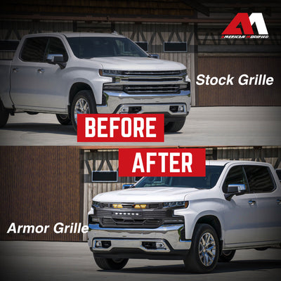 AMERICAN MODIFIED Armor Grille for 2019-2021 Chevy Silverado 1500, Matte Black - VMInnovations