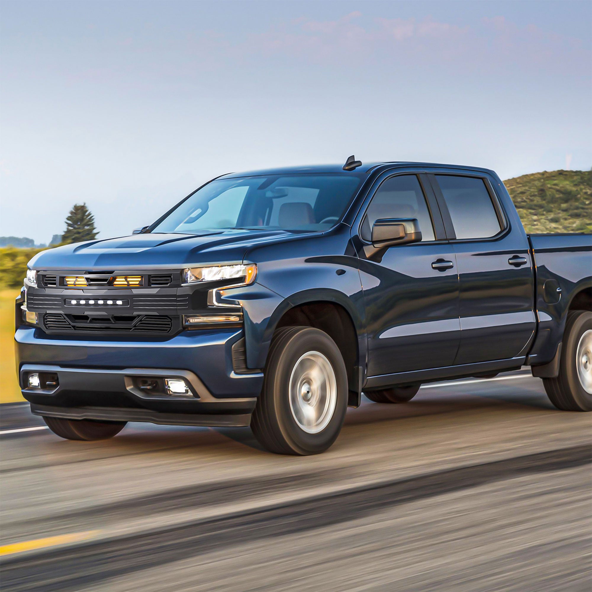 AMERICAN MODIFIED Armor Grille for 2019-2021 Chevy Silverado 1500, Matte Black - VMInnovations