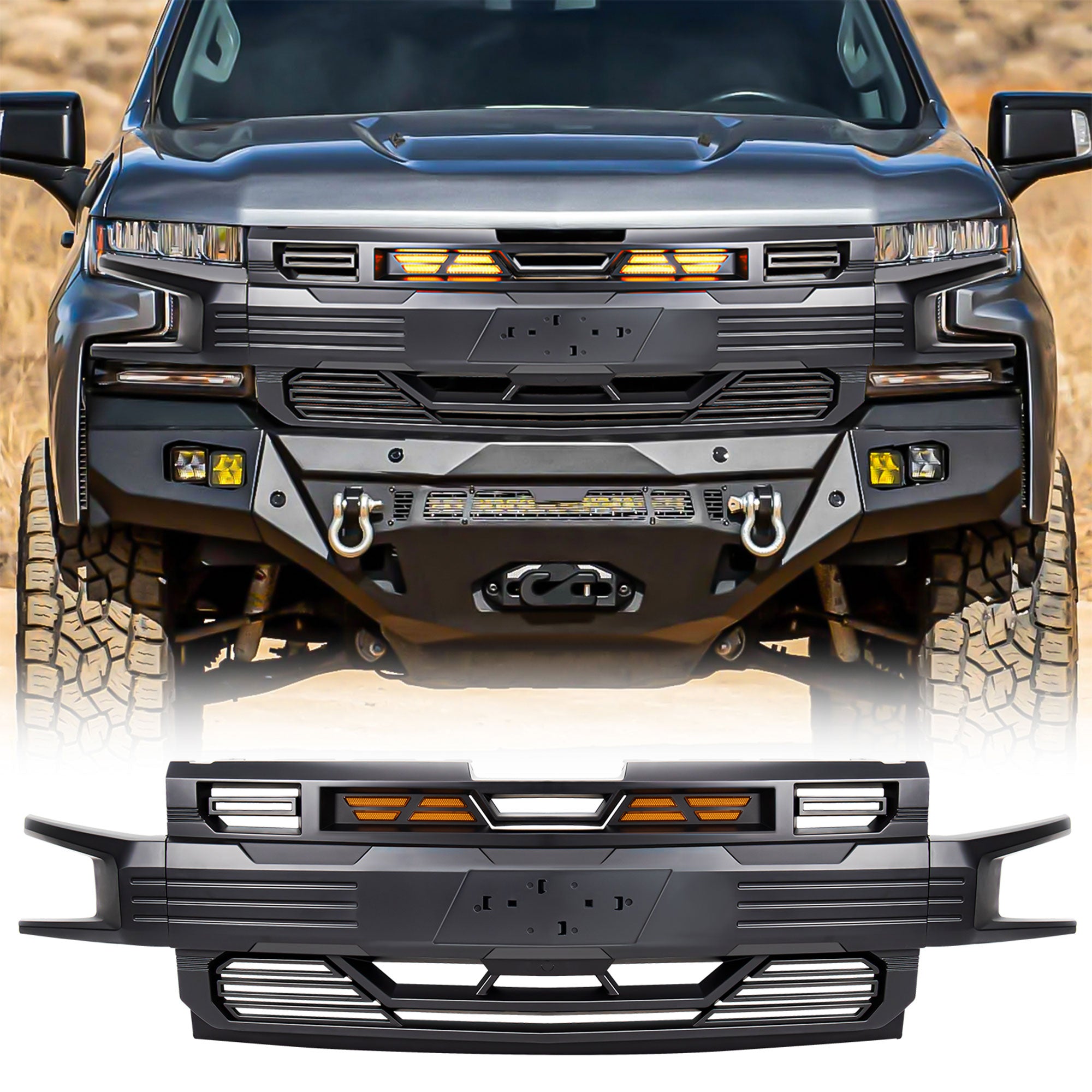 American Modified Armor Grille for 2019-21 Chevy Silverado 1500 Black(Open Box) - VMInnovations