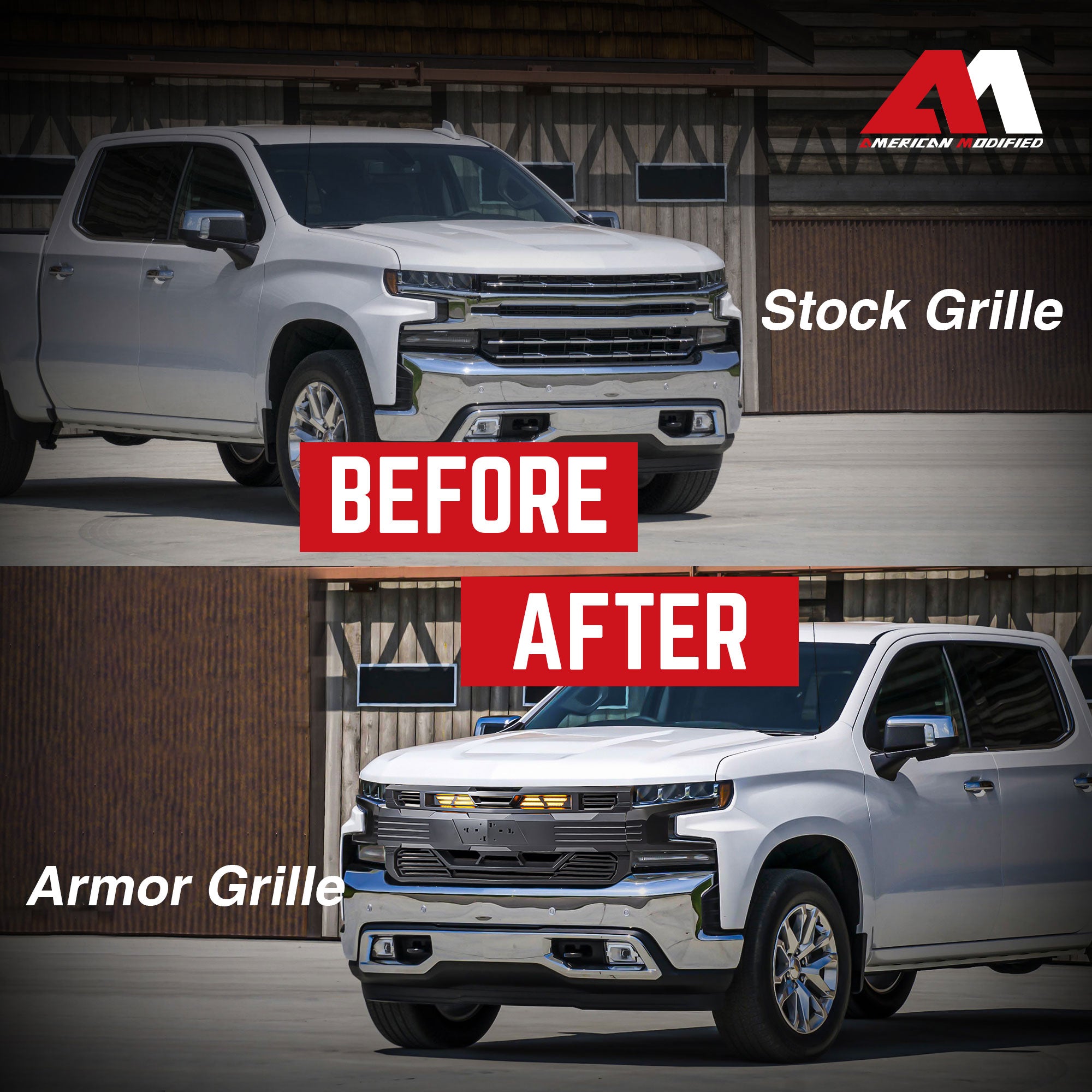 American Modified Armor Grille for 2019-21 Chevy Silverado 1500 Black(Open Box) - VMInnovations